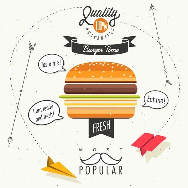 Retro estilo vintage fast food design — Vetor de Stock