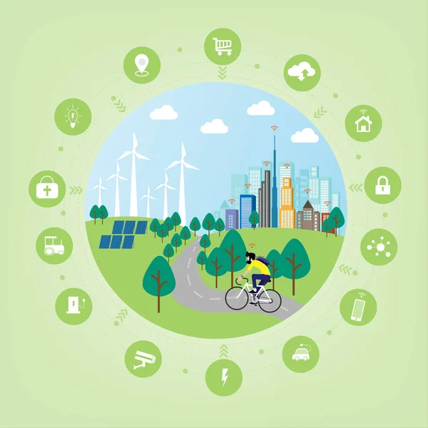 Smart Und Green City Konzept — Stockvektor