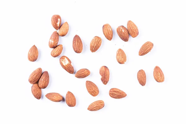 Fresh Almonds Isolated White — Stock Photo, Image