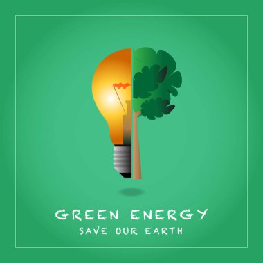 Yeşil Enerji veya Çevre dostu enerji kavramı, vektör