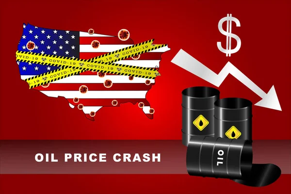 Ognisko Covid Usa Powodujące Załamanie Cen Ropy Naftowej — Wektor stockowy