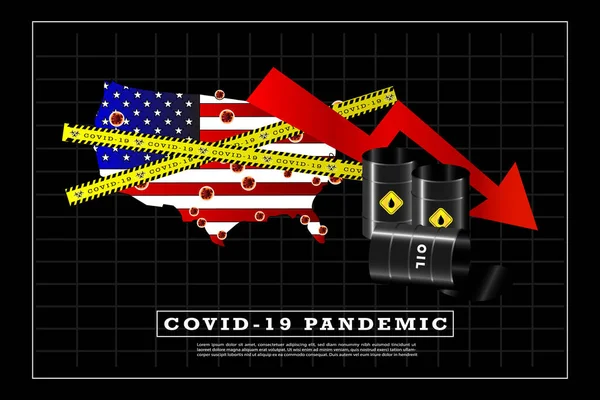 Covid Járvány Usa Ban Okozó Olaj Ára Összeomlik — Stock Vector