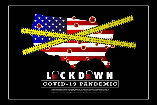 Ognisko Lub Pandemia Covid Stanach Zjednoczonych Ameryki Usa — Wektor stockowy