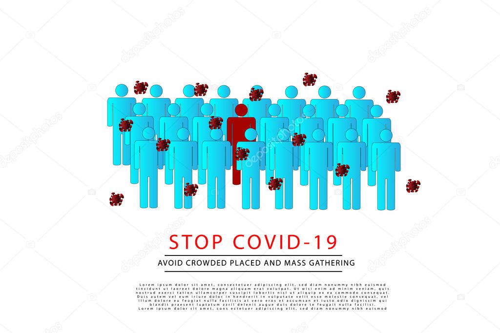 COVID-19 prevention concept: Avoid crowded places and mass gatherings