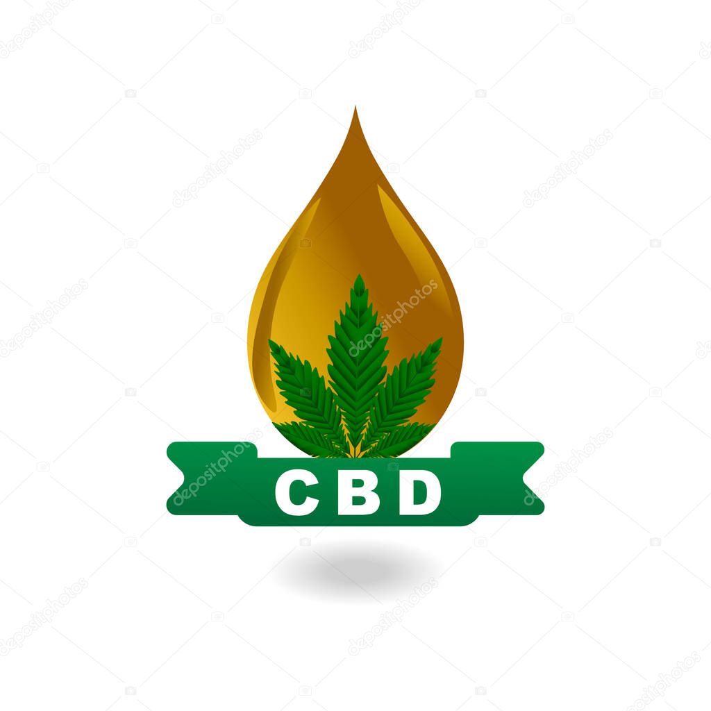 Cannabis oil logo or CBD oil concept vector