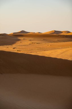 Güneşli bir günde Dubai Çölü 'nde manzara manzaraları