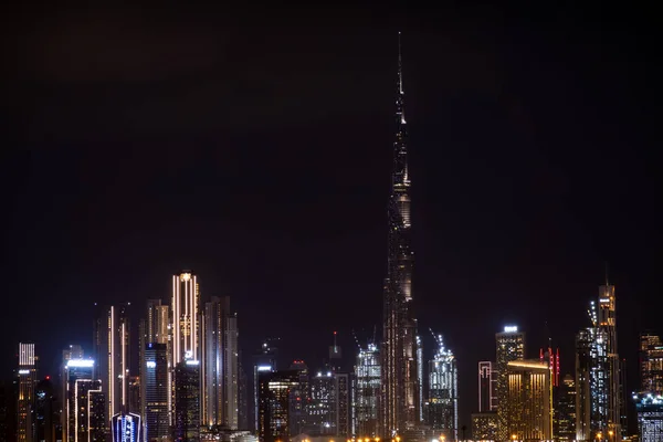 Gli Skyline Dubai Notte — Foto Stock