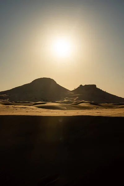 Paesaggi Panoramici Nel Deserto Dubai Una Giornata Sole — Foto Stock