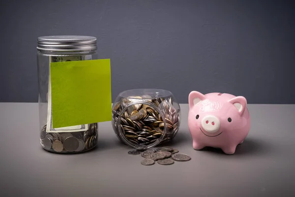 Potje Gevuld Met Munten Spaargeld Business Finance Concept — Stockfoto