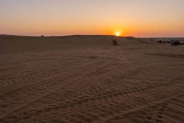 Paisajes Escénicos Del Desierto Dubái Atardecer — Foto de Stock