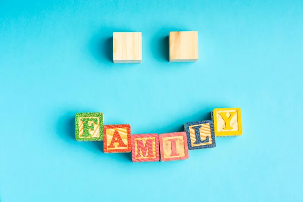 Family Wordings Wooden Blocks Happy Family Concept — Stock Photo, Image