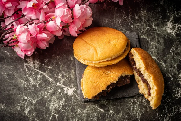 Dorayaki Est Type Confiserie Japonaise Une Crêpe Haricot Rouge Qui — Photo