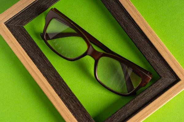 Spectacle Eye Glass Isolated Green — Stock Photo, Image