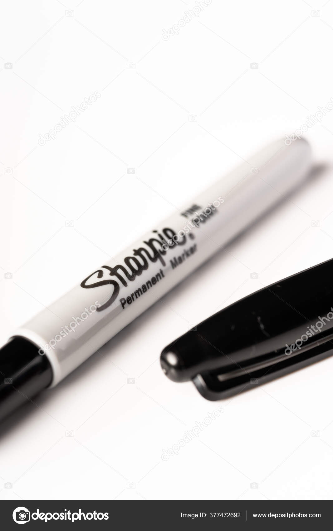 Sharpie Permanent Marker Pen Isolated White Background – Stock