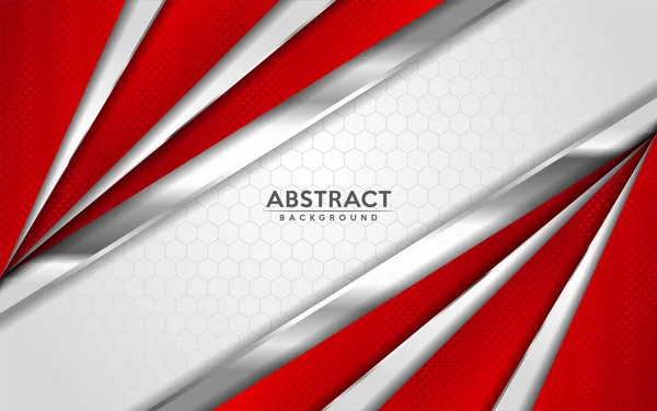 Modern abstract white and red background with 3D Overlap layers effect. — Stock Vector