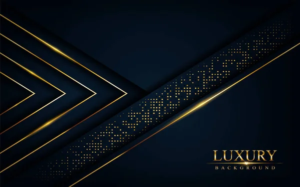 Luxurious dark background with glitter and golden lines. Abstract background design — 스톡 벡터