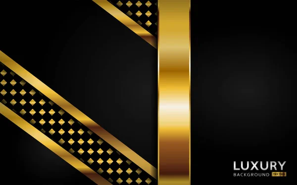 Luksusowe premium czarne abstrakcyjne tło ze złotymi liniami. — Wektor stockowy