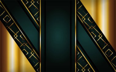 Lüks kaliteli donanma yeşil soyut arka plan ve altın çizgiler..