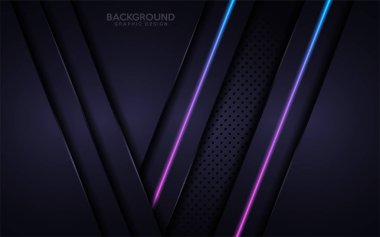 Mavi ve mor neon lazer çizgileri olan modern donanma teknolojisi soyut grafik tasarımı. Geleceğe yönelik bir geçmiş. Vektör illüstrasyonu