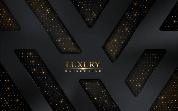 Luxury Dark Abstract Background Combine Black Lines Golden Glitter Texture — Stock Vector