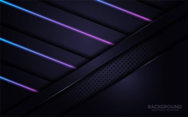 Mavi ve mor neon lazer çizgileri olan modern donanma teknolojisi soyut grafik tasarımı. Geleceğe yönelik bir geçmiş. Vektör illüstrasyonu