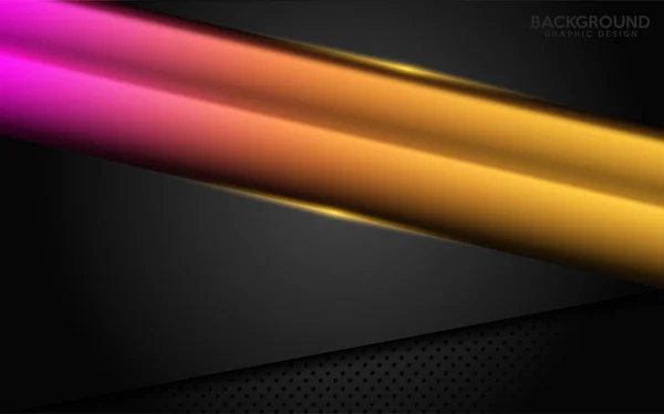 Modern Dark Background Combine Glowing Yellow Pink Lines Vector Illustration — Stock Vector