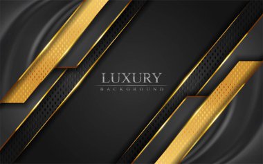 Lüks koyu gri, soyut arka planda altın çizgiler var. Modern vektör illüstrasyon tasarımı