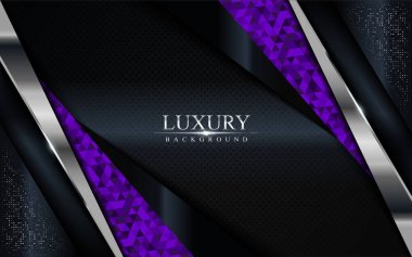 Mor mozaik ve gümüş çizgiler tasarlanmış lüks koyu bir arka plan. Modern soyut arkaplan tasarımı.