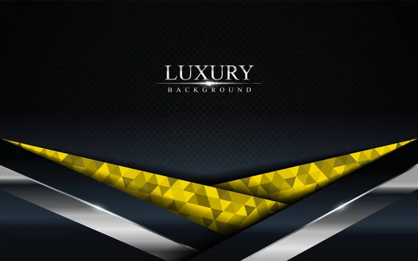 Luxusní Tmavé Pozadí Žlutou Mozaikou Stříbrnými Liniemi Designu Moderní Abstraktní — Stockový vektor