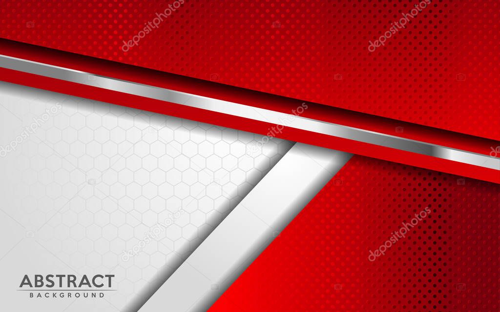 Modern abstract white and red background with 3D Overlap layers effect. Graphic design elements.