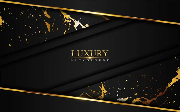 Luxus Schwarzen Abstrakten Hintergrund Kombinieren Mit Goldenen Marmor Strukturierte Überlappungsschicht — Stockvektor