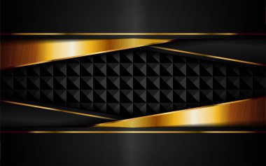 Altın çizgiler kombinasyonlu soyut lüks karanlık arka plan. Üst üste modern arkaplan