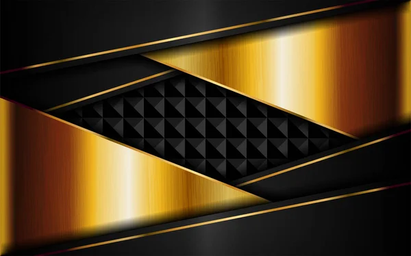 Fond Sombre Abstrait Luxe Avec Des Combinaisons Lignes Dorées Chevauchement — Image vectorielle