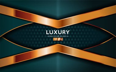Lüks kaliteli donanma masalı, altın çizgileri olan soyut yeşil bir arka plan. Üst üste dizayn edilmiş katman tasarımı. Dokulu arka plan üzerinde gerçekçi ışık etkisi. Vektör illüstrasyon şablon tasarımı.