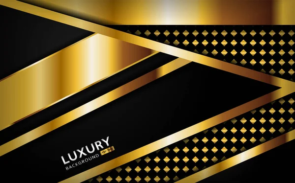 Luxurious Premium Black Abstract Background Golden Lines Overlap Textured Layer — Stock Vector
