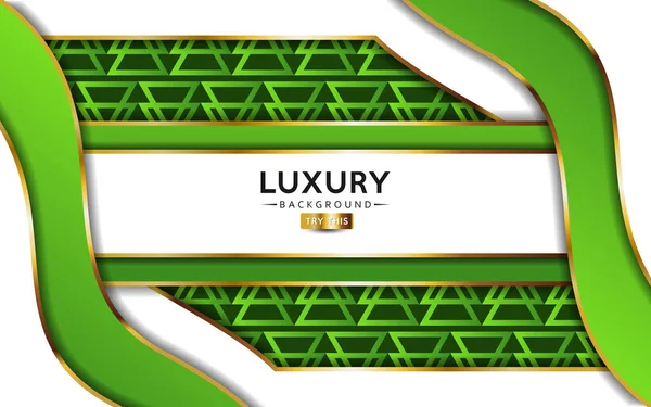Luxuoso Premium Verde Fundo Abstrato Com Linhas Douradas Projeto Camada — Vetor de Stock