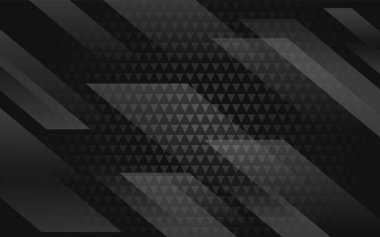 Siyah fırça metali soyut geometrik arkaplan ve şeffaflık katmanı. Modern geometrik teknoloji. Vektör grafik illüstrasyonu