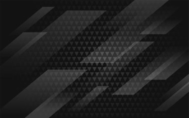 Siyah fırça metali soyut geometrik arkaplan ve şeffaflık katmanı. Modern geometrik teknoloji. Vektör grafik illüstrasyonu