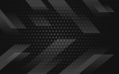 Siyah fırça metali soyut geometrik arkaplan ve şeffaflık katmanı. Modern geometrik teknoloji. Vektör grafik illüstrasyonu