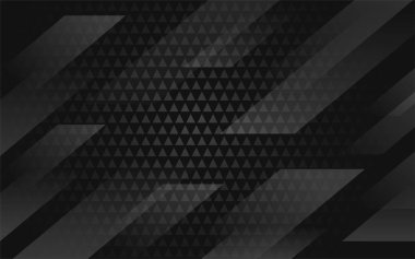 Siyah fırça metali soyut geometrik arkaplan ve şeffaflık katmanı. Modern geometrik teknoloji. Vektör grafik illüstrasyonu