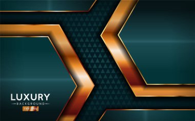 Lüks kaliteli donanma masalı, altın çizgileri olan soyut yeşil bir arka plan. Üst üste dizayn edilmiş katman tasarımı. Dokulu arka plan üzerinde gerçekçi ışık etkisi. Vektör illüstrasyon şablon tasarımı.