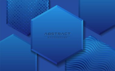 Modern 3D stil mavi arka plan. Noktalar ve çizgiler kombinasyonu ile dikdörtgen arkaplan. Vektör illüstrasyon şablon tasarımı