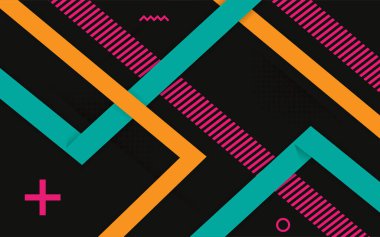 Vektör soyut siyah arkaplan tasarımı. Modern dinamik renkli formlar ve soyut çizgi arkaplanı. şablon arkaplan tasarımı