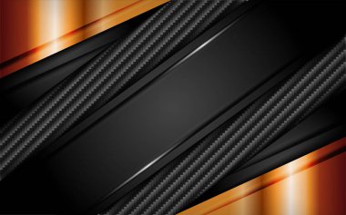 Soyut koyu karbon arka plan, altın şekille birleşir. Modern şablon tasarımı