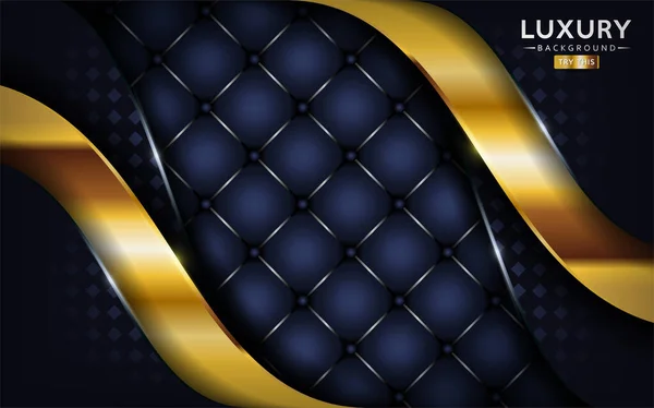 Lujo Premium Oscuro Marino Fondo Abstracto Con Líneas Doradas Superposición — Vector de stock