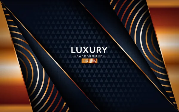 Luxurious Premium Black Abstract Background Golden Lines Circular Golden Overlap — Stock Vector