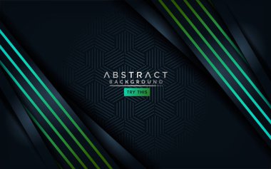 Açık yeşil çizgileri olan soyut modern koyu arkaplan. Üst üste modern arkaplan