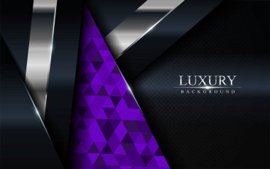 Mor mozaik ve gümüş çizgiler tasarlanmış lüks koyu bir arka plan. Modern soyut arkaplan tasarımı.