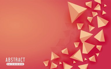 Üç boyutlu çokgen üçgen seti olan turuncu renkli şeftali arkaplan. Modern soyut geometri arkaplanı.