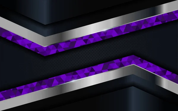 Luxe Fond Sombre Avec Mosaïque Violette Design Des Lignes Argentées — Image vectorielle